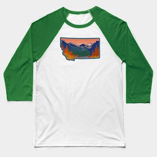 Montana State Outline With Galcier WPA Poster Style Art Baseball T-Shirt